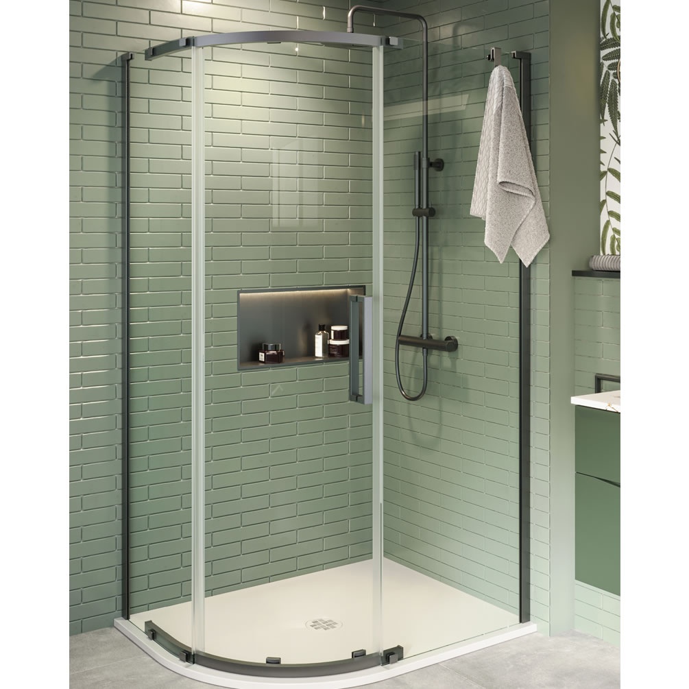 Lifestyle image of Crosswater Asura 8 Slate 1200 x 900mm Offset Shower Quadrant